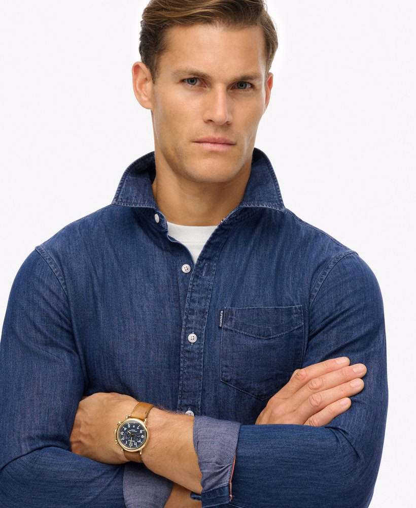Essentieel denim overhemd met lange mouwen