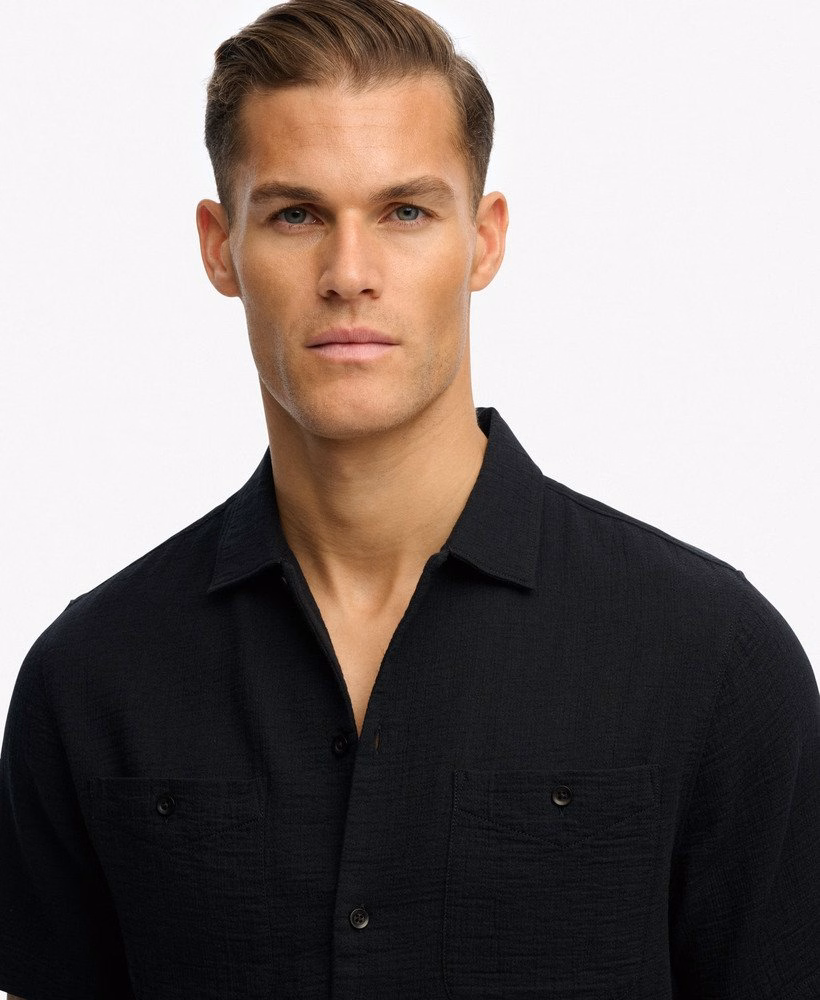 The Merchant Store - Shirt met korte mouwen en textuur
