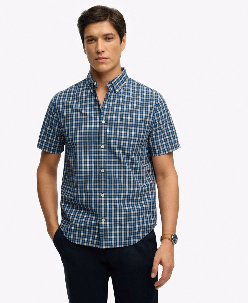 Preppy poplin overhemd met korte mouwen