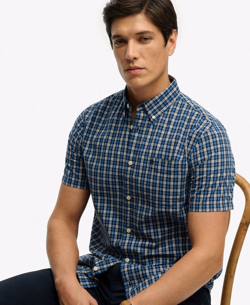 Preppy poplin overhemd met korte mouwen