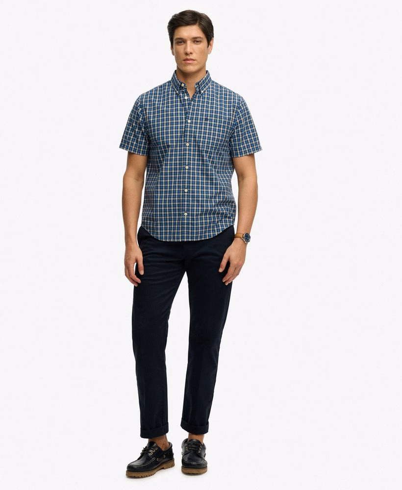 Preppy poplin overhemd met korte mouwen