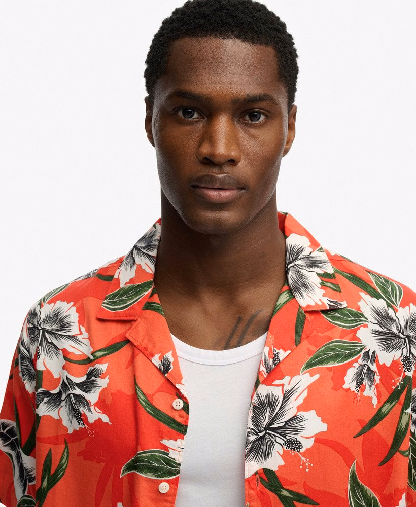 T-shirt met korte mouwen en Hawaïaanse print