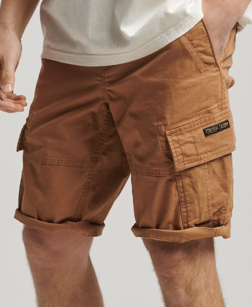 biologische katoenen cargo shorts in de kleur tabaksbruin van denim co.