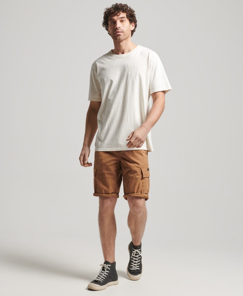 biologische katoenen cargo shorts in de kleur tabaksbruin van denim co.