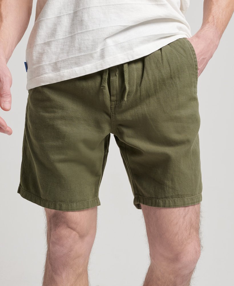 vintage overgeverfde shorts in olijfgroen kaki