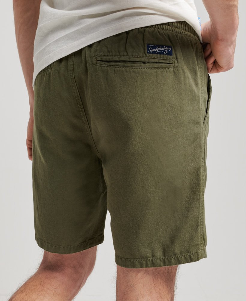 vintage overgeverfde shorts in olijfgroen kaki