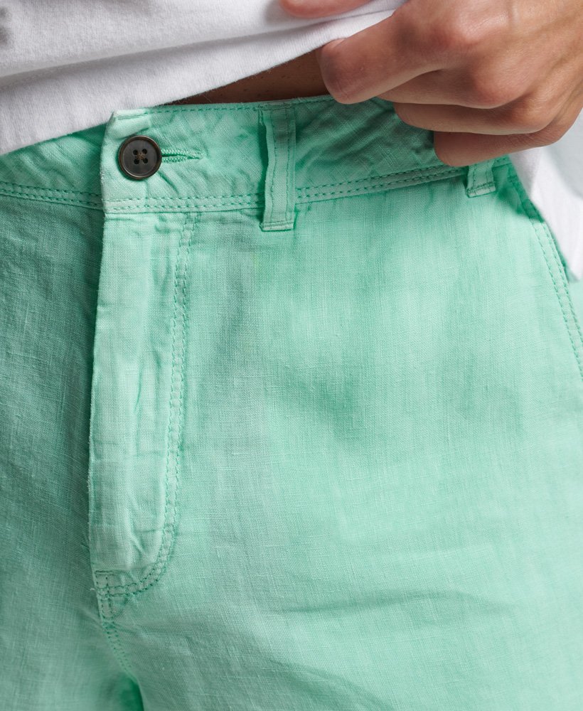 overgeverfde linnen shorts in zwembadblauw