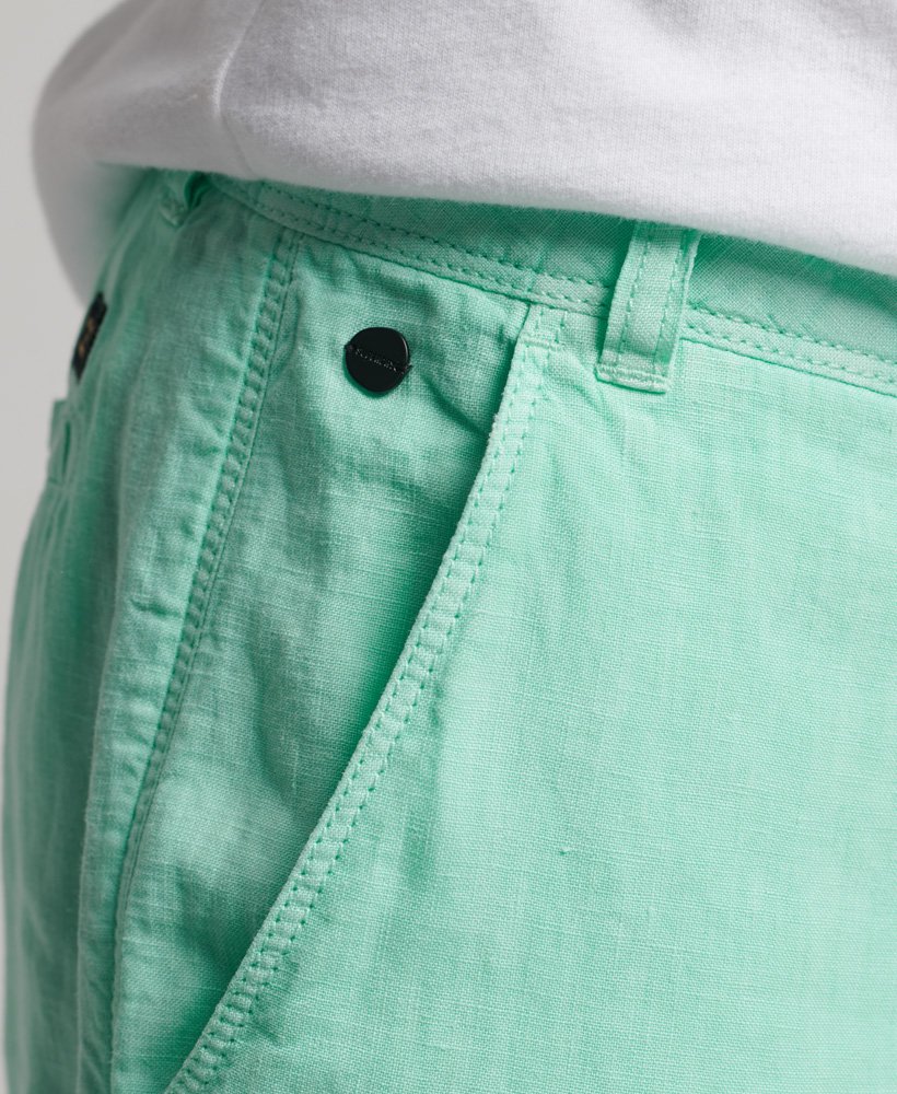 overgeverfde linnen shorts in zwembadblauw