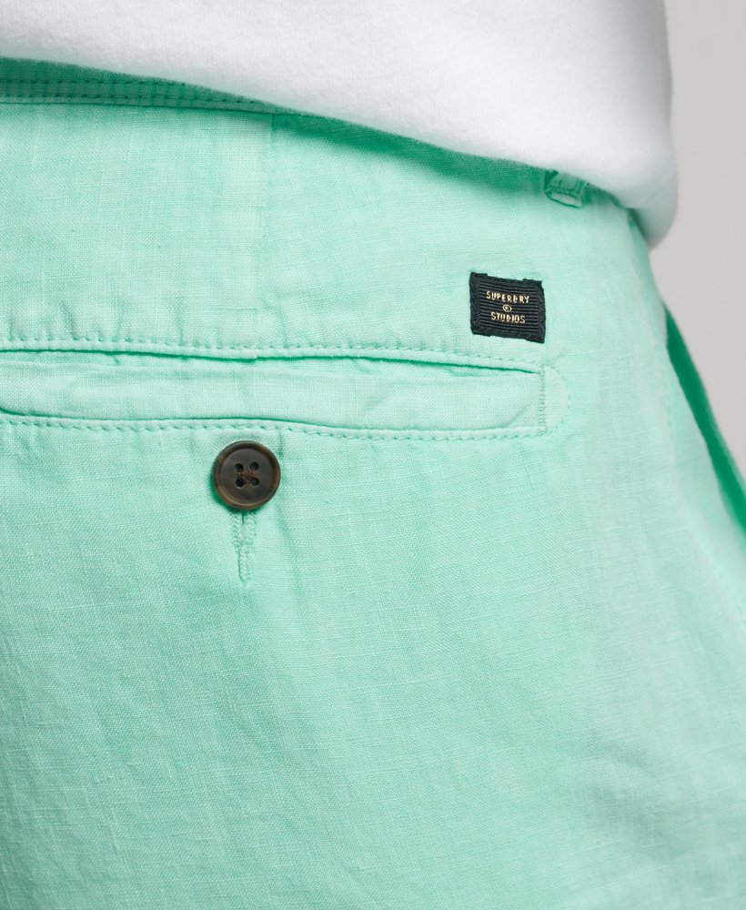 overgeverfde linnen shorts in zwembadblauw