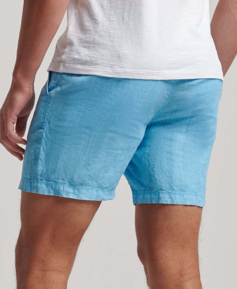 overgeverfde linnen shorts in carnavalsblauw