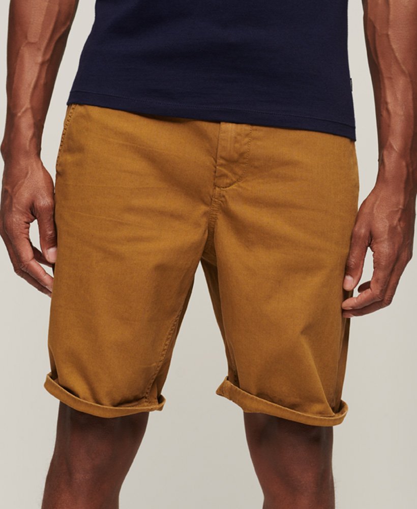 vintage officer chino shorts in zandsteenkleur.