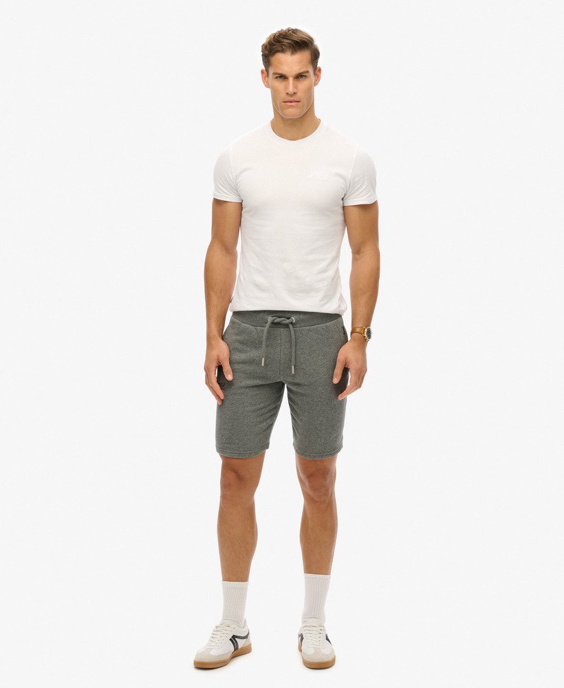 vintage jersey shorts met geborduurd logo in antracietgrijs gemêleerd.