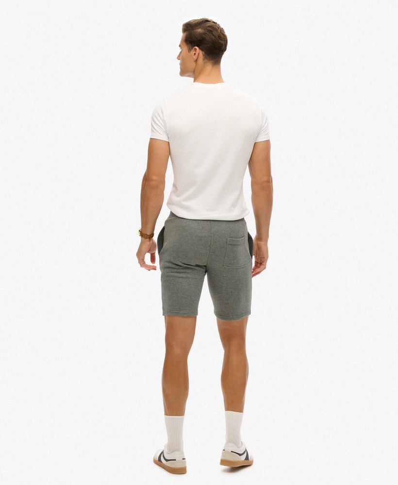 vintage jersey shorts met geborduurd logo in antracietgrijs gemêleerd.