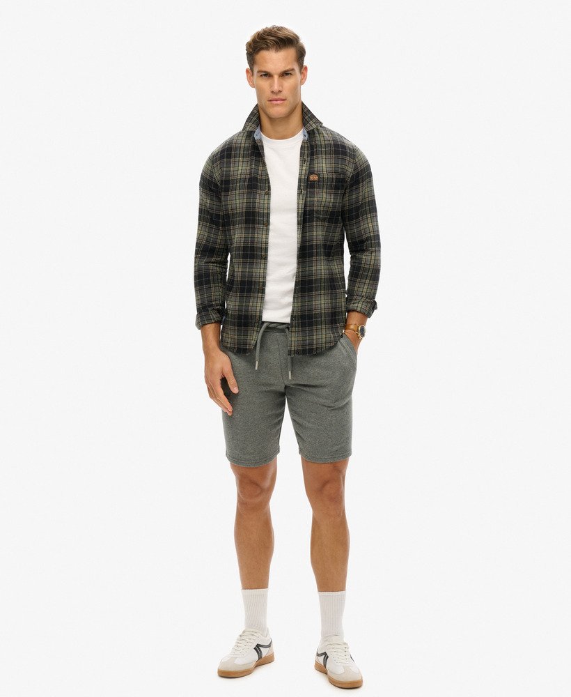 vintage jersey shorts met geborduurd logo in antracietgrijs gemêleerd.