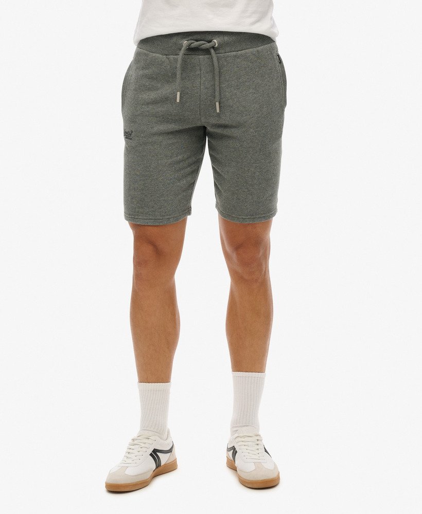 vintage jersey shorts met geborduurd logo in antracietgrijs gemêleerd.