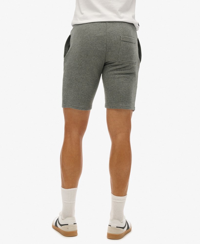 vintage jersey shorts met geborduurd logo in antracietgrijs gemêleerd.
