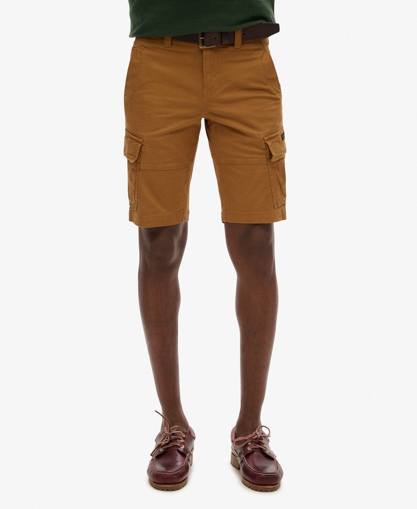 biologische katoenen cargo shorts in de kleur tabaksbruin van denim co.