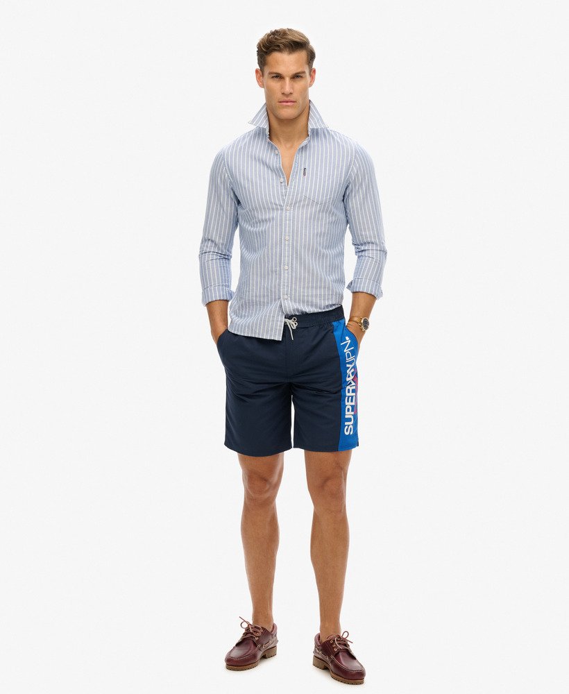 sportswear logo 19 inch boardshorts van gerecycled materiaal in een prachtige marineblauwe kleur