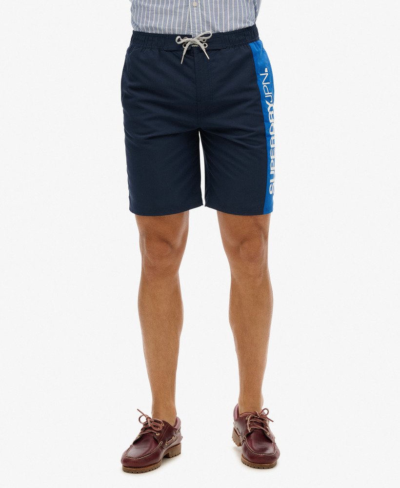 sportswear logo 19 inch boardshorts van gerecycled materiaal in een prachtige marineblauwe kleur