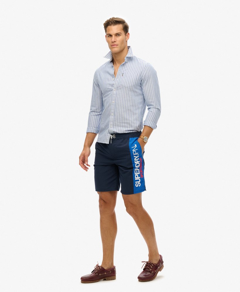sportswear logo 19 inch boardshorts van gerecycled materiaal in een prachtige marineblauwe kleur