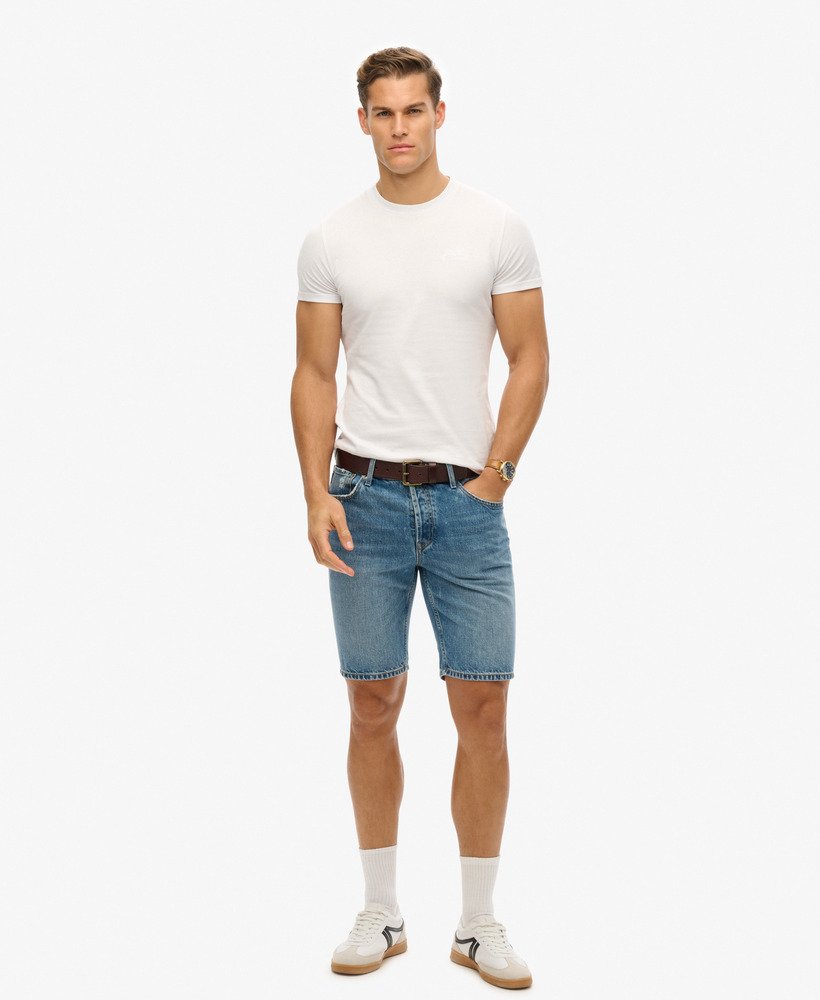 vintage rechte shorts in angeles vintage middenblauw