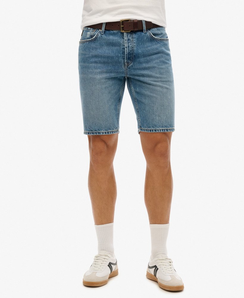 vintage rechte shorts in angeles vintage middenblauw