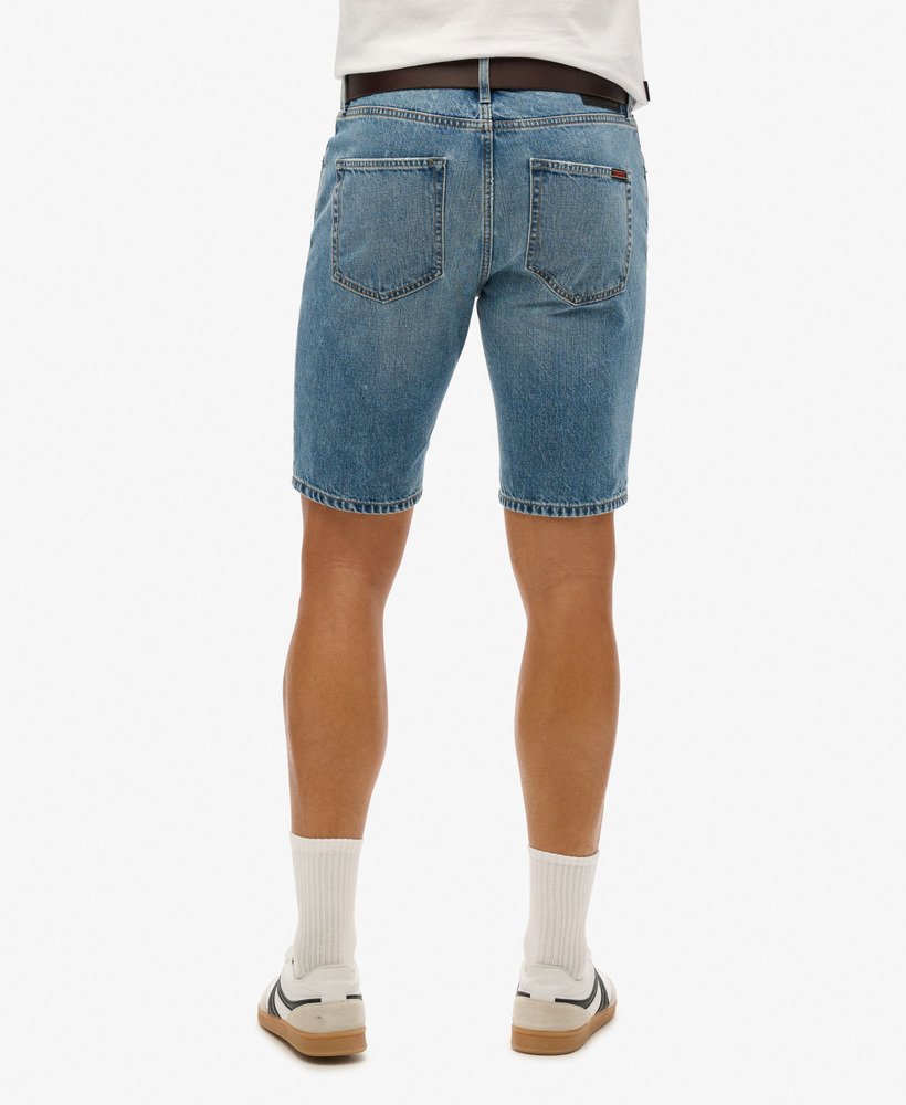 vintage rechte shorts in angeles vintage middenblauw