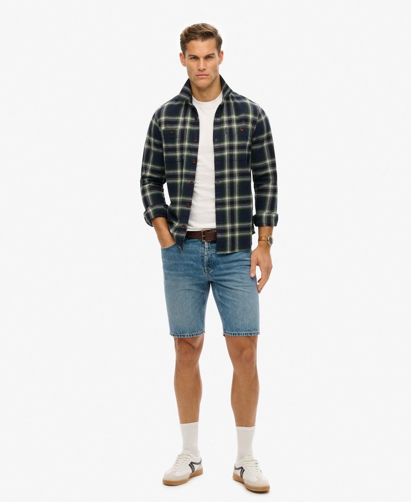 vintage rechte shorts in angeles vintage middenblauw