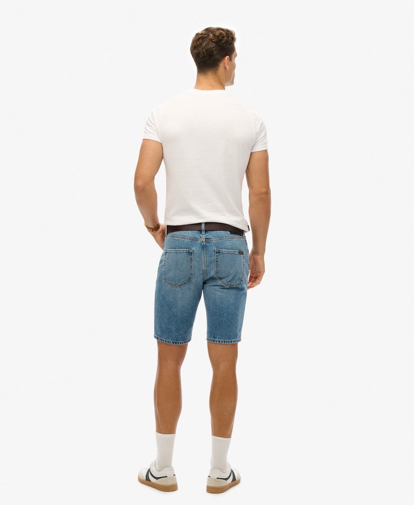 vintage rechte shorts in angeles vintage middenblauw