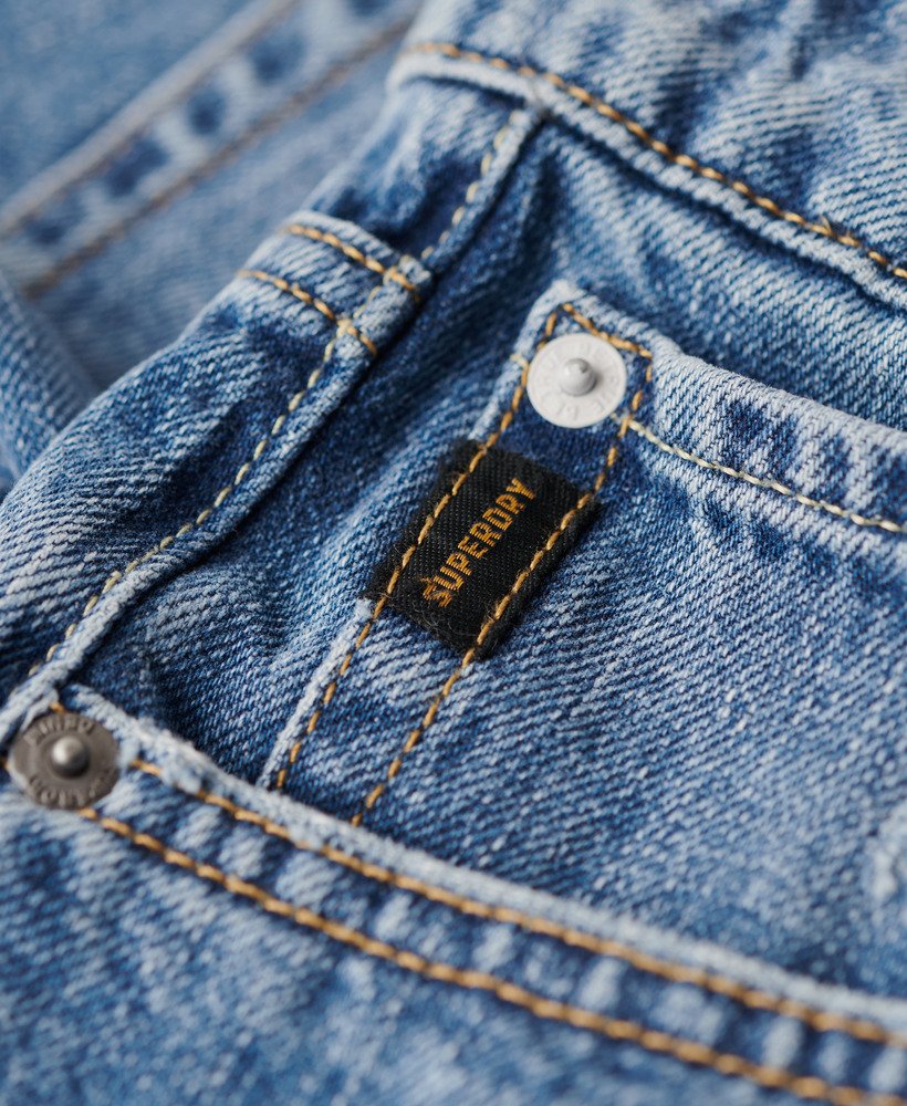 vintage rechte shorts in angeles vintage middenblauw