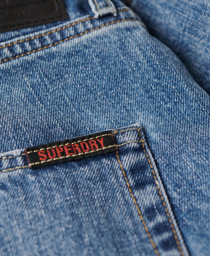 vintage rechte shorts in angeles vintage middenblauw