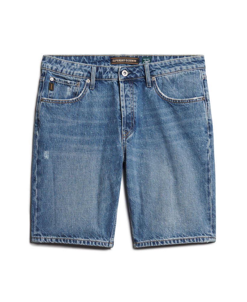 vintage rechte shorts in angeles vintage middenblauw