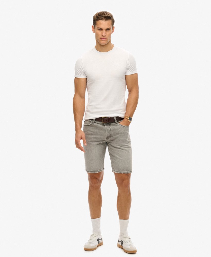 vintage rechte shorts in gewassen grijs
