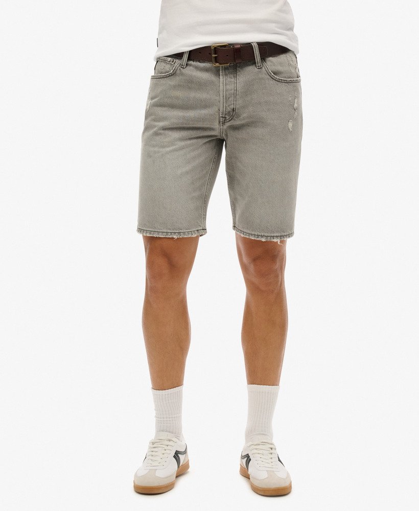 vintage rechte shorts in gewassen grijs
