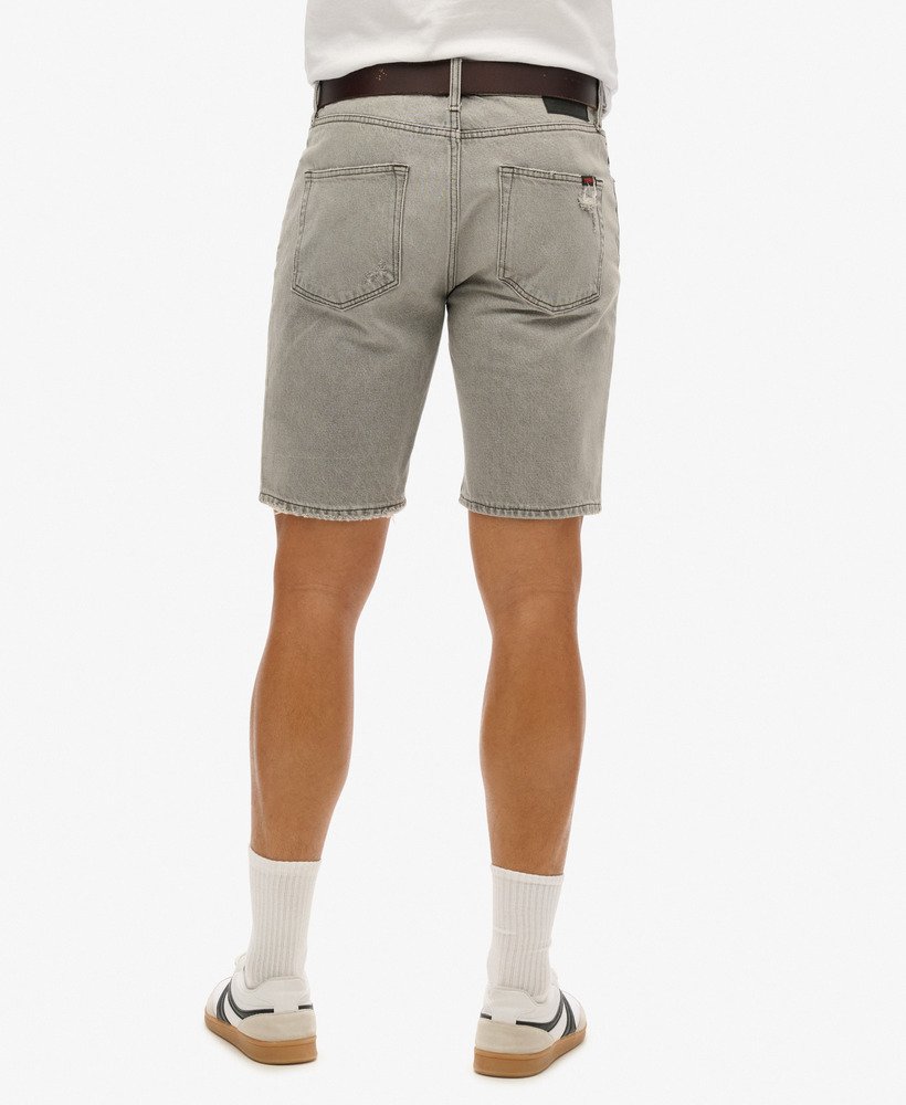 vintage rechte shorts in gewassen grijs