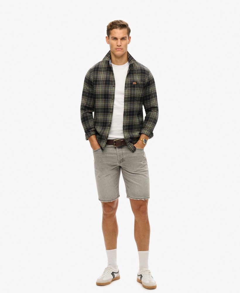 vintage rechte shorts in gewassen grijs