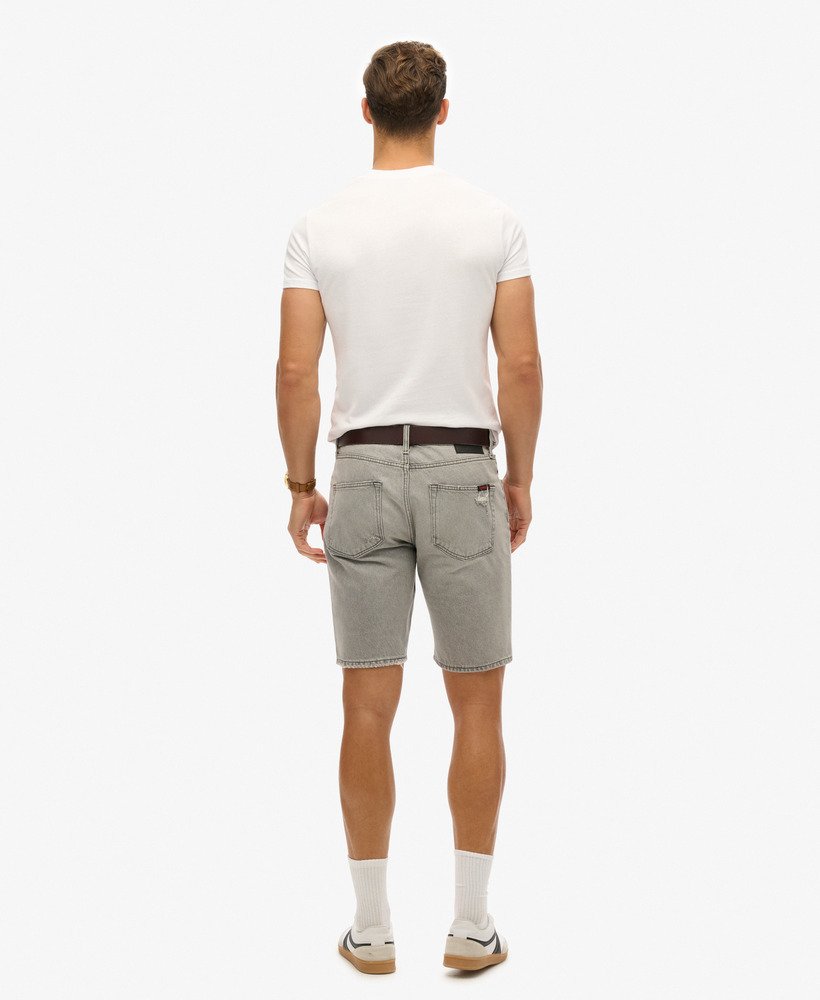 vintage rechte shorts in gewassen grijs