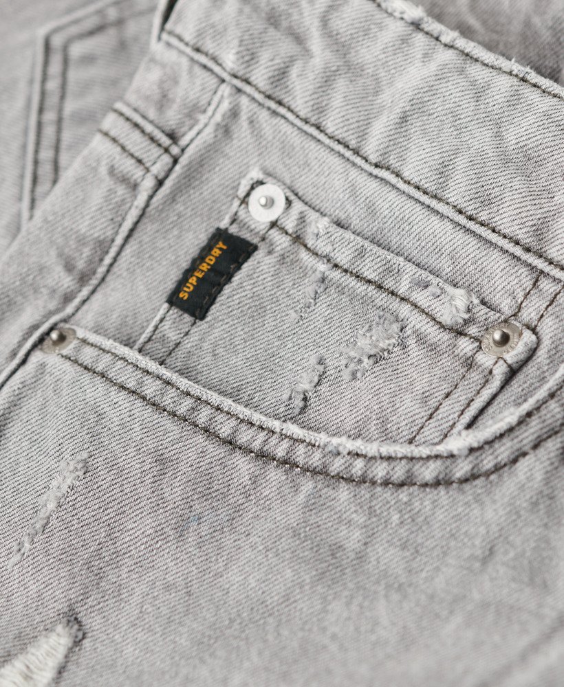 vintage rechte shorts in gewassen grijs