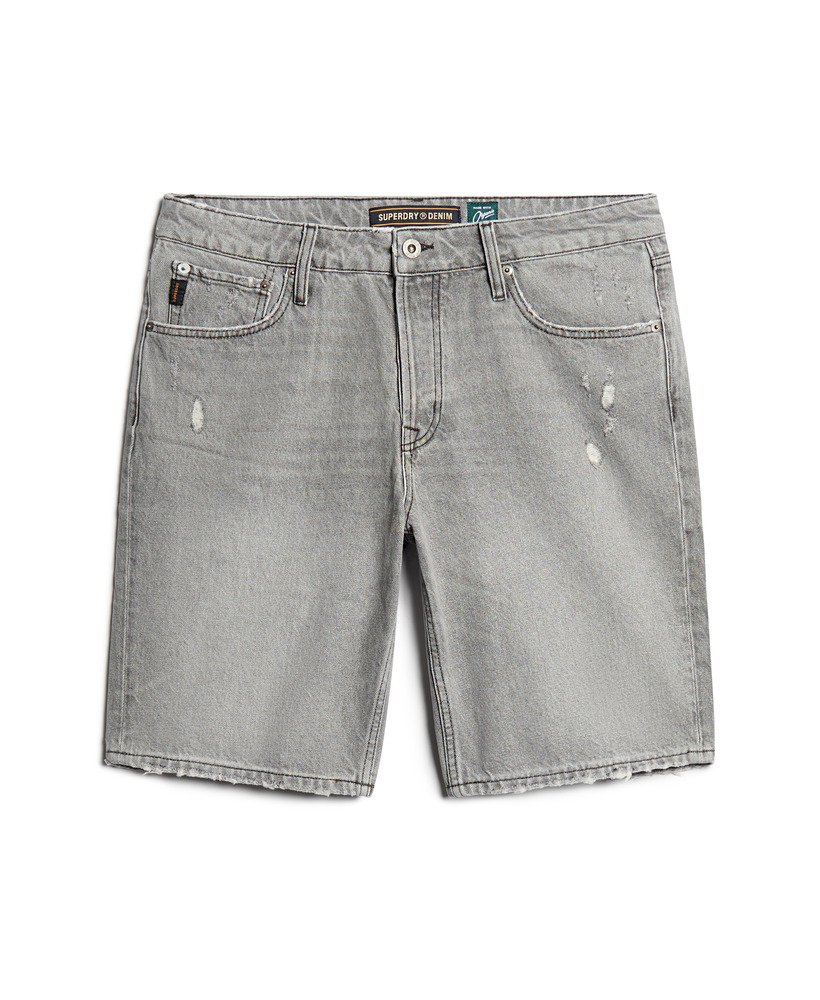vintage rechte shorts in gewassen grijs