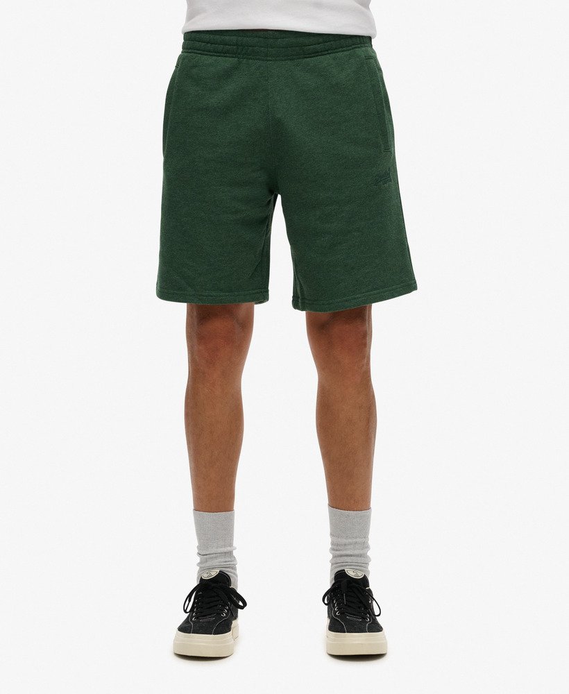 essential logo jersey shorts in heritage pine green marl