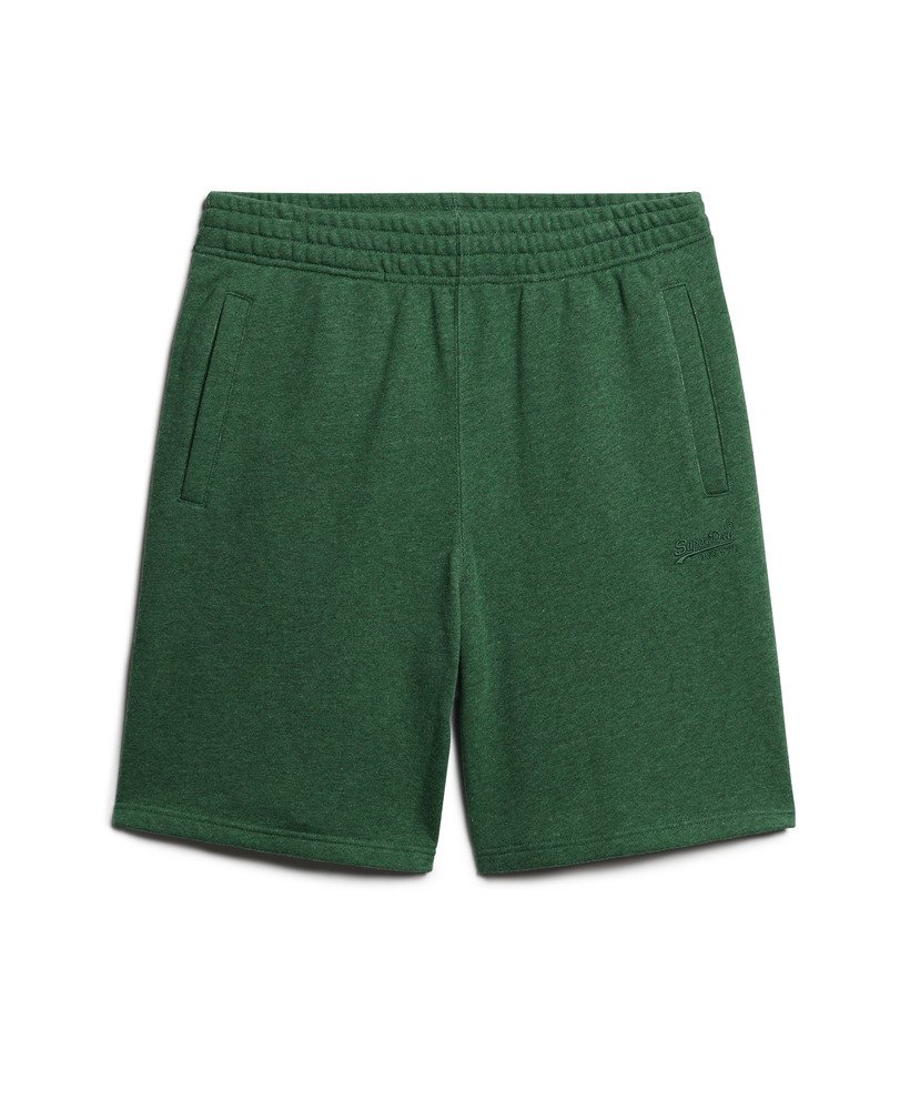 essential logo jersey shorts in heritage pine green marl