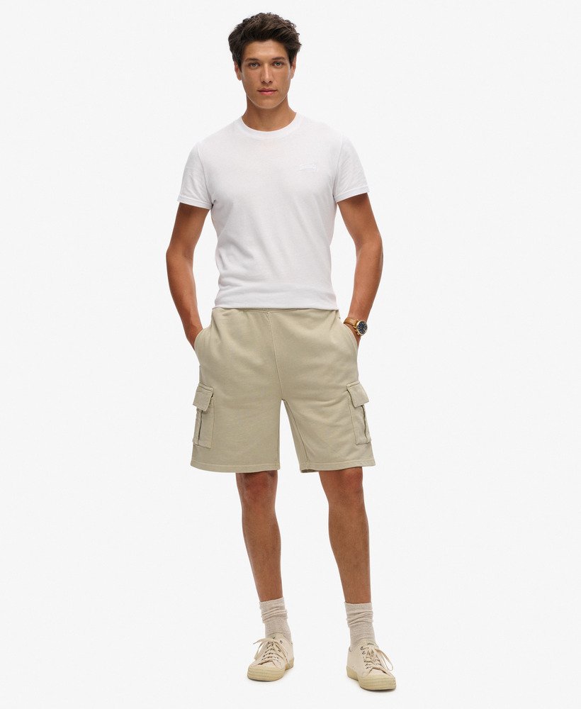 cargo shorts met contrasterende stiksels in gewassen pelikaanbeige