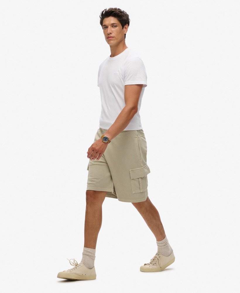 cargo shorts met contrasterende stiksels in gewassen pelikaanbeige