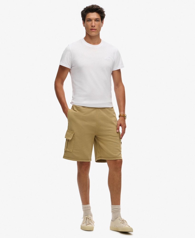 cargo shorts met contrasterende stiksels in gewassen cappuccino.