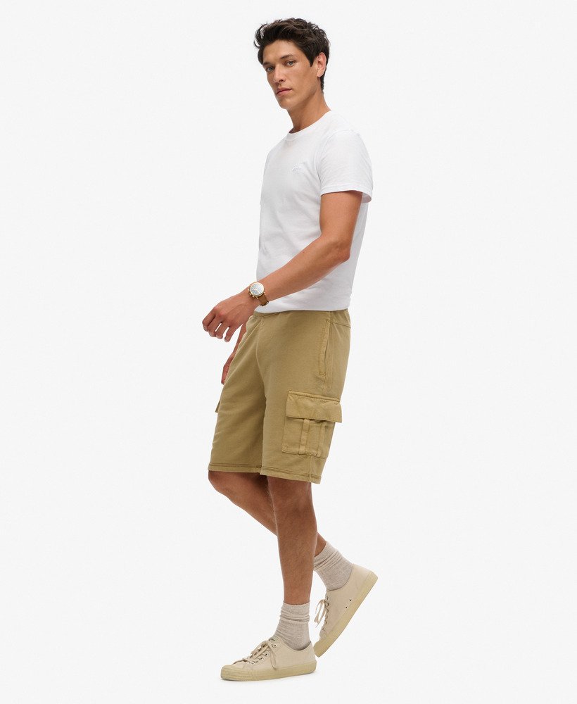 cargo shorts met contrasterende stiksels in gewassen cappuccino.