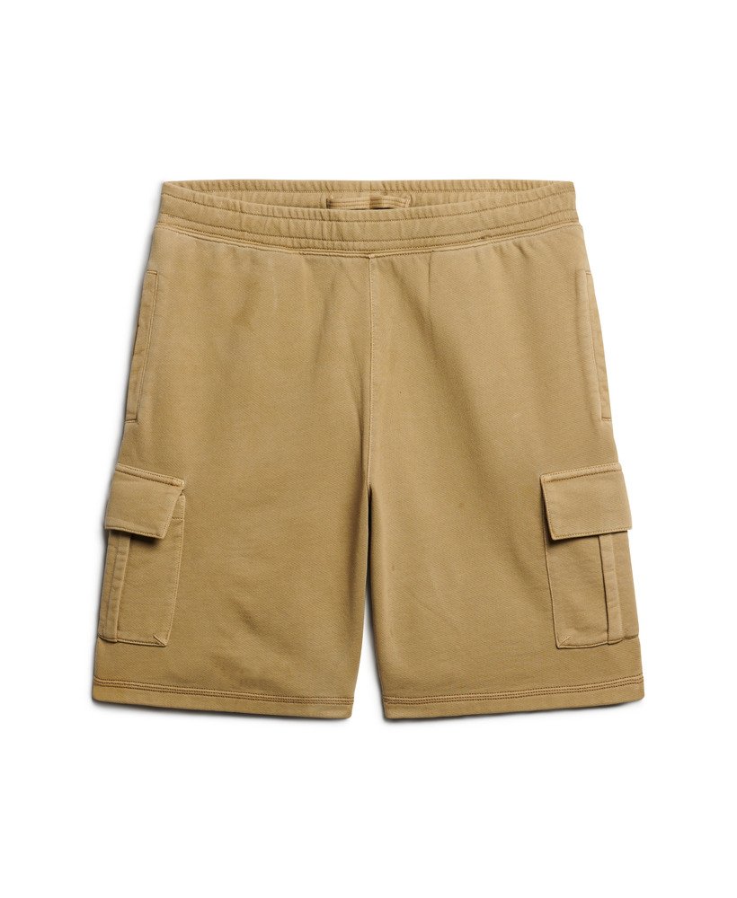 cargo shorts met contrasterende stiksels in gewassen cappuccino.