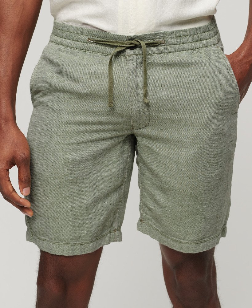 linnen shorts met trekkoord in saliegroenoptisch