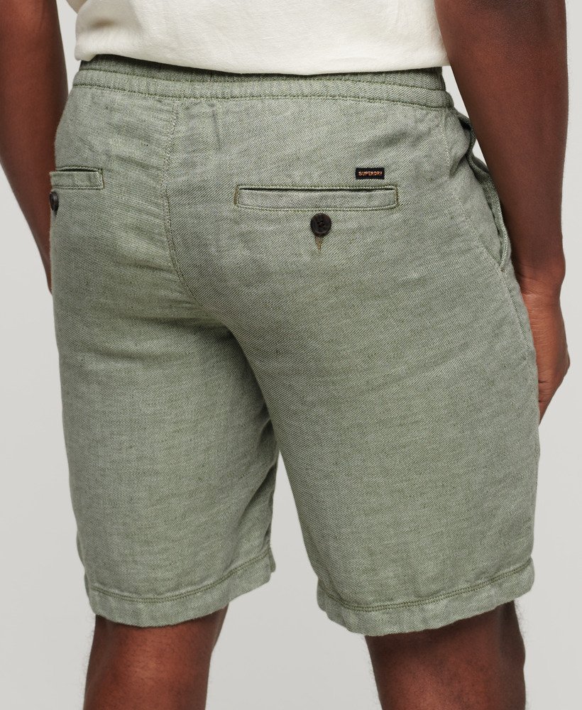 linnen shorts met trekkoord in saliegroenoptisch
