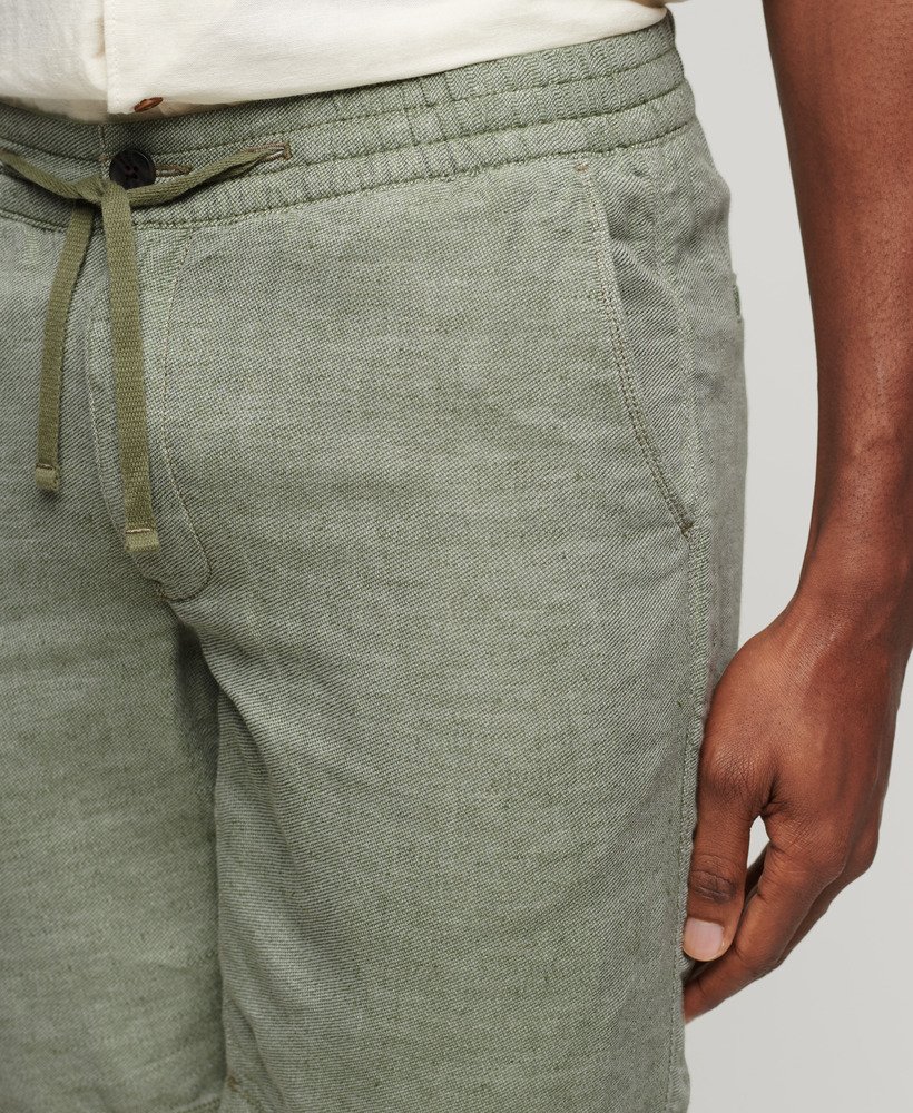 linnen shorts met trekkoord in saliegroenoptisch