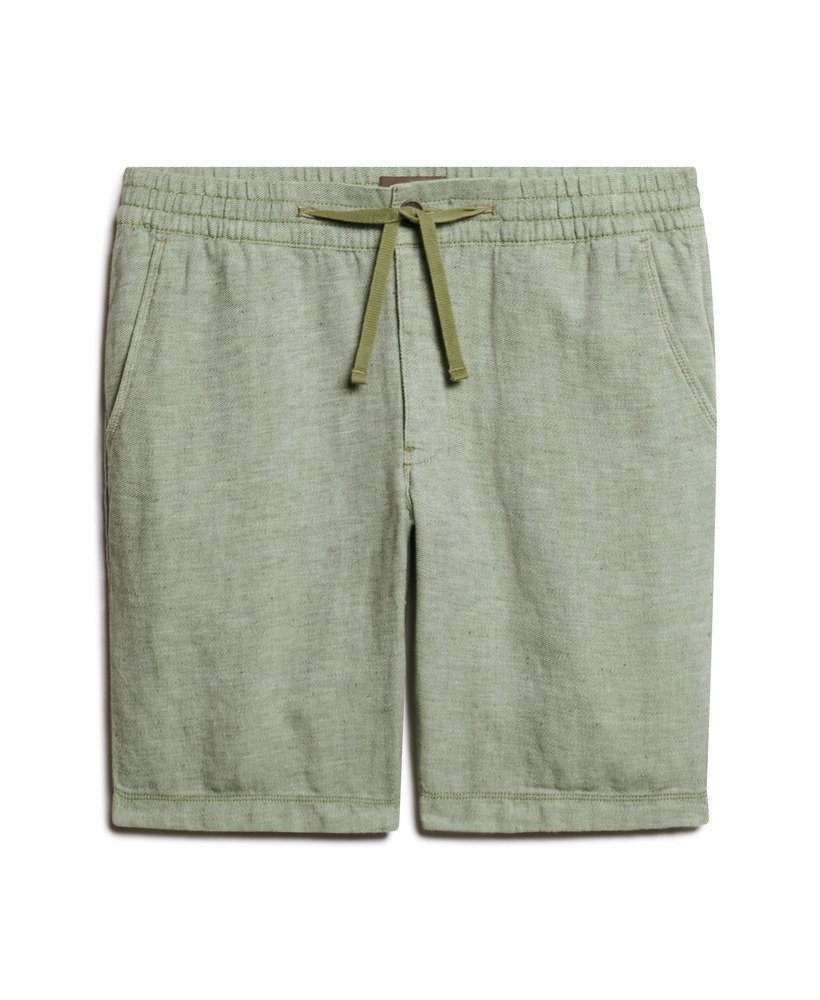 linnen shorts met trekkoord in saliegroenoptisch